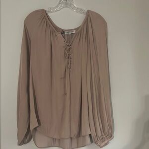 Elegant Beige Blouse with Lace-Up Detail